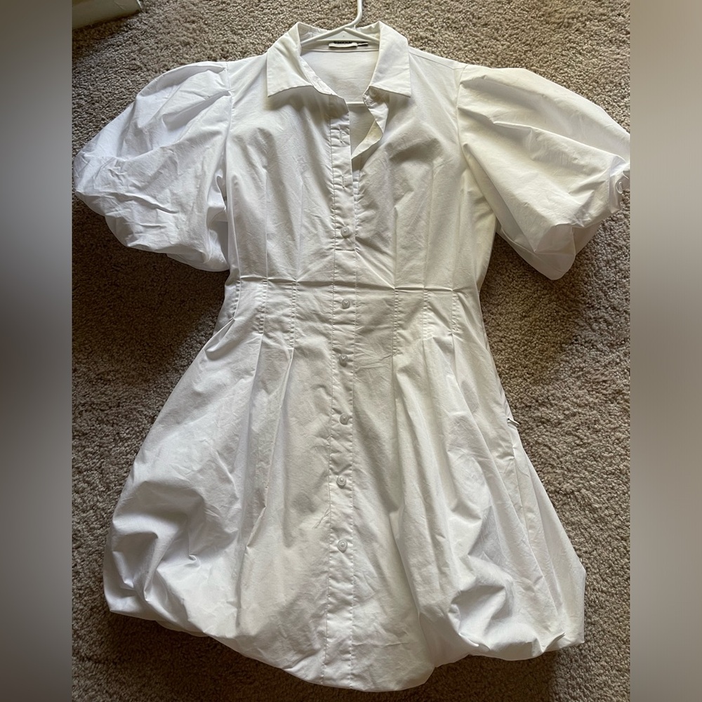 Simkhai Cleo White Puff Sleeve Bubble Dress